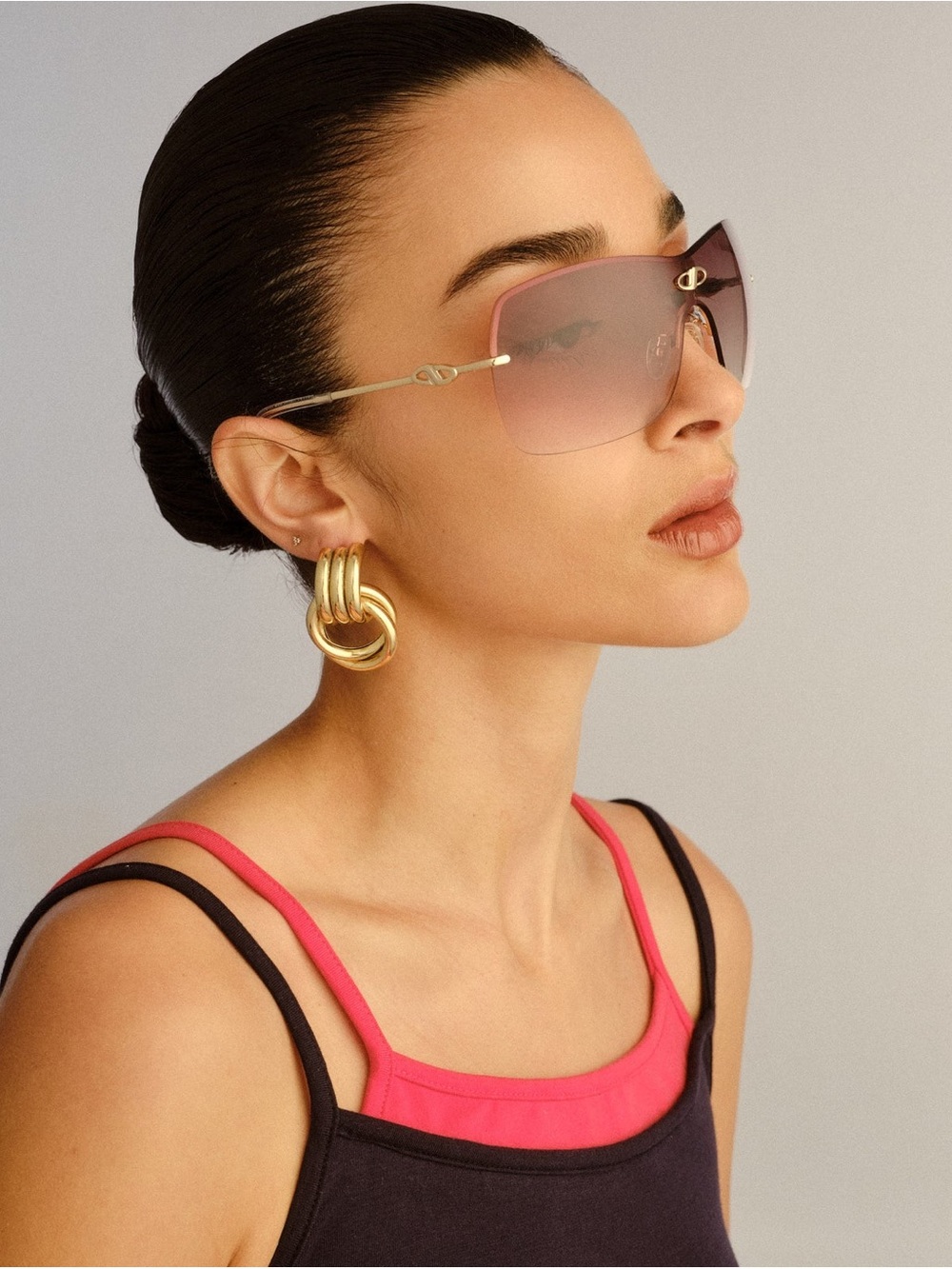 Le Specs Parallel Universe Shield Sunglasses in Gold Flash